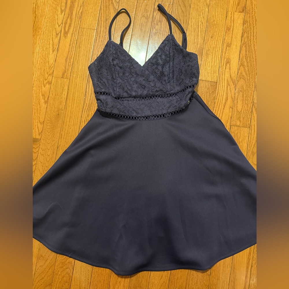 NWT Francesca’s Dark Purple Mini Lace Dress